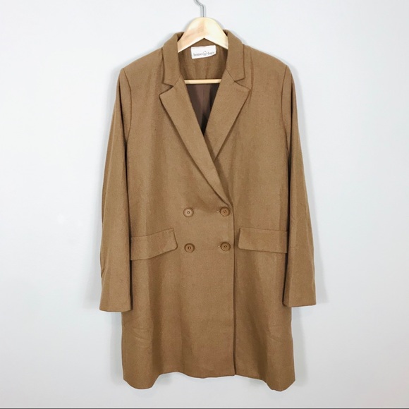 NEW BOUTIQUE Camel Tan Longline Long Blazer Coat - Picture 3 of 10